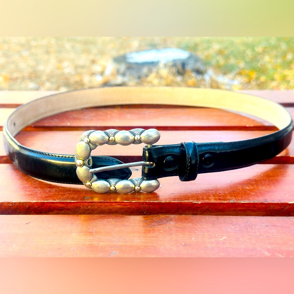 Vintage WCM New York Genuine Black Italian Calfskin/Leather Womens SZ Small Belt